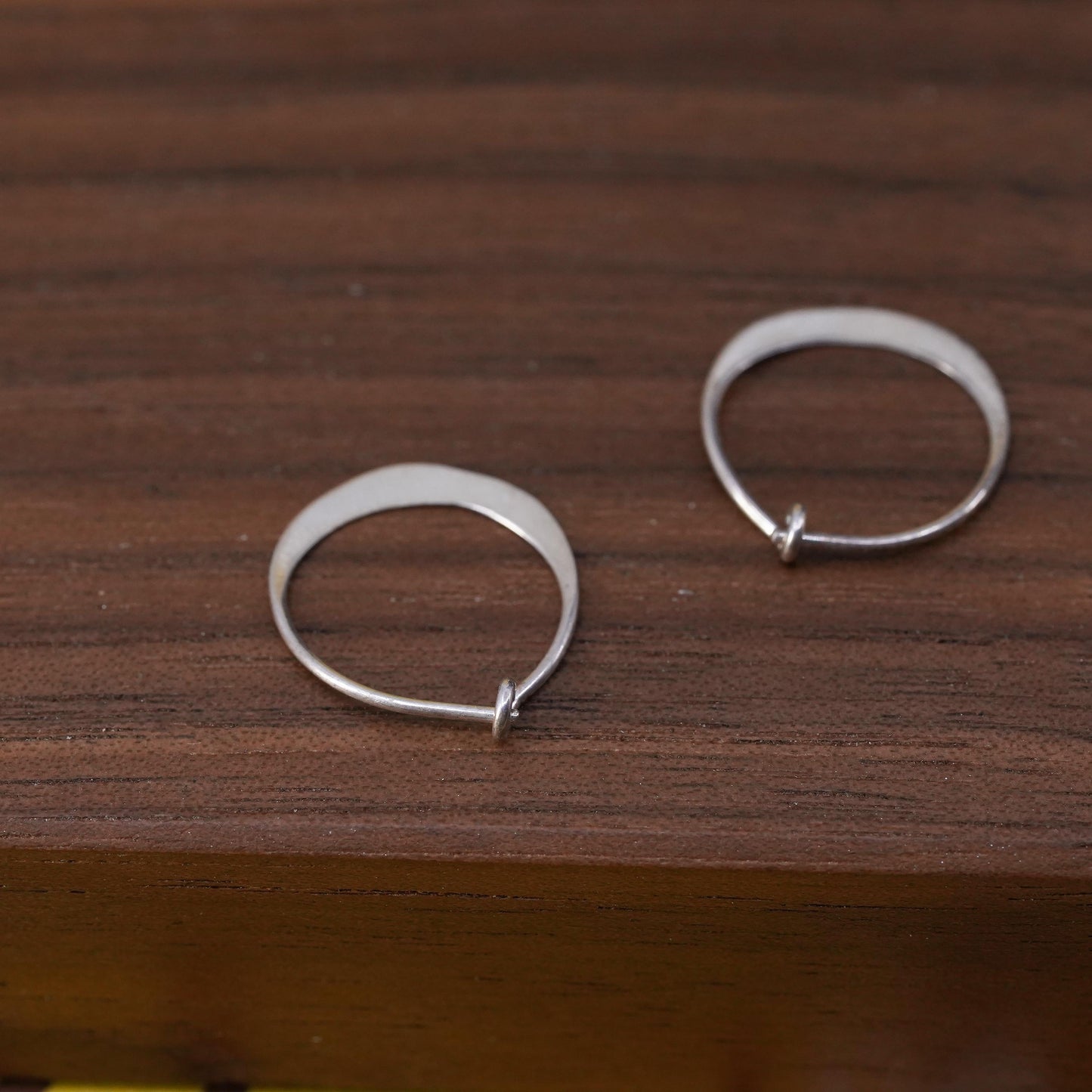 0.5”, Vintage Sterling 925 silver handmade earrings, 925 flatten hoops