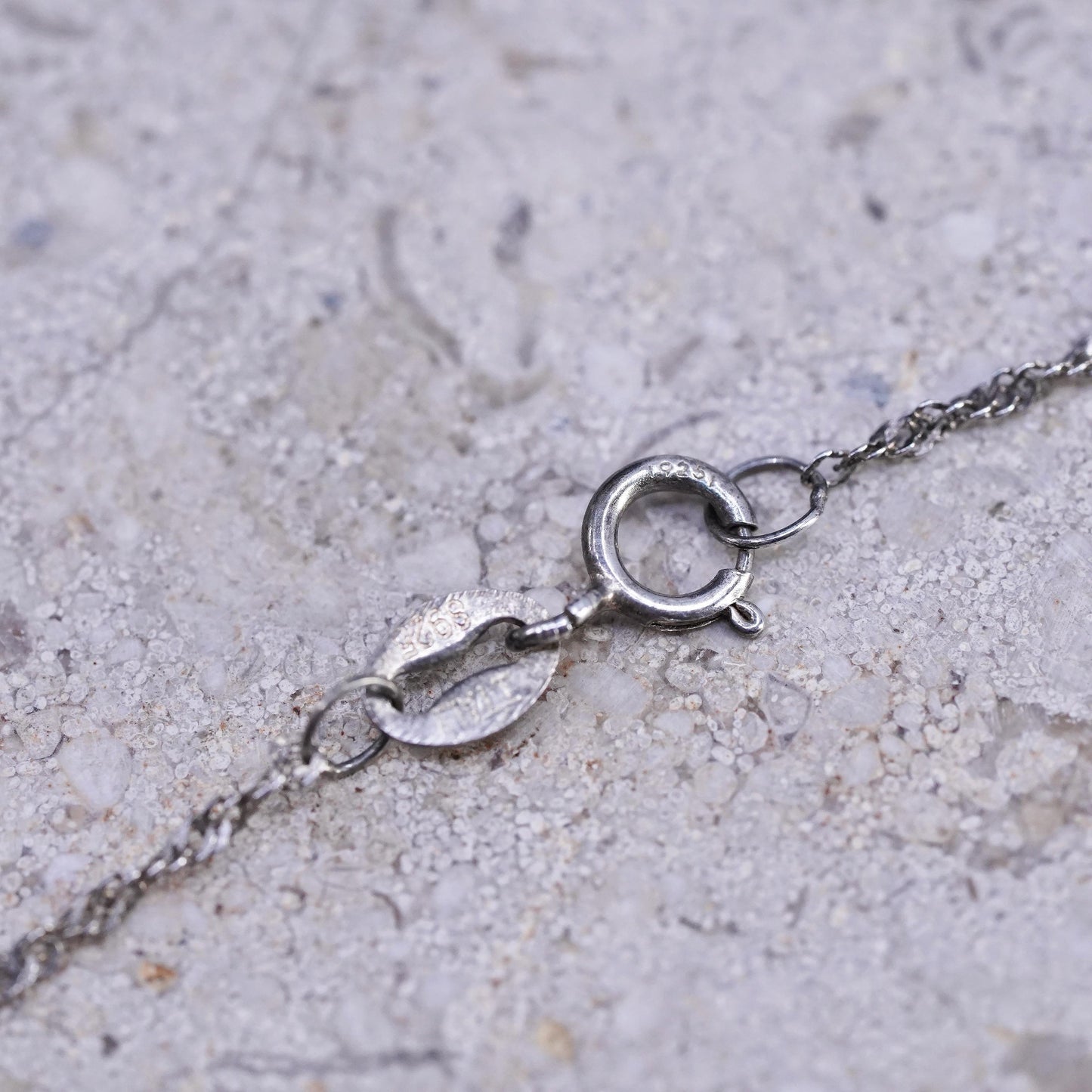 17” 1mm, Vintage Sterling silver necklace, twisted 925 chain
