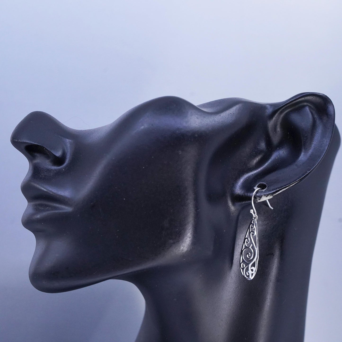Vintage Sterling 925 silver handmade swirly earrings