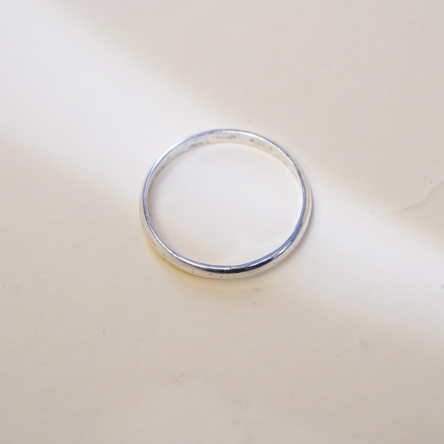 Size 7.5, vintage sterling silver handmade ring, 925 thin stackable band, silver tested