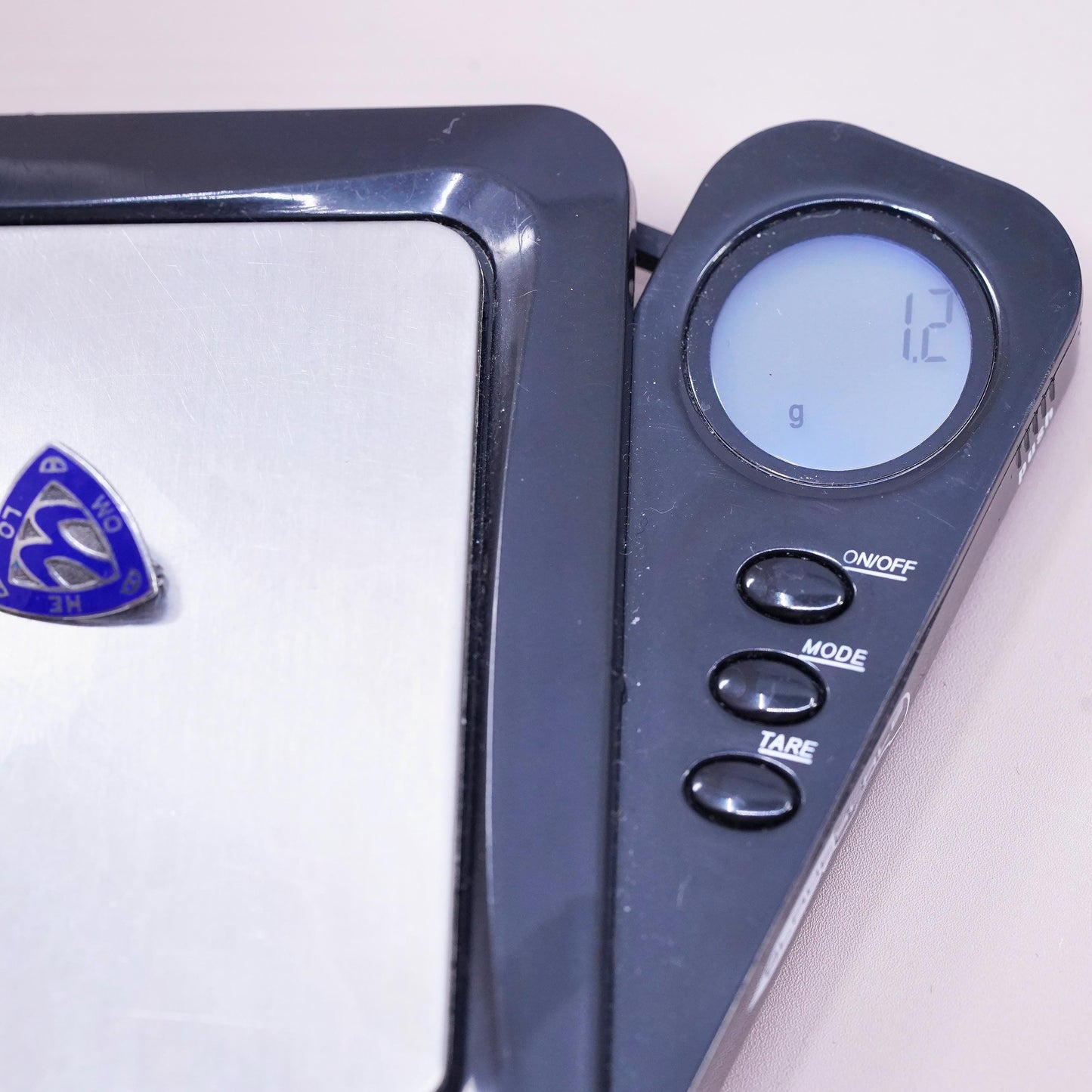 Sterling 925 silver Camp Fire Girls Pin Badge WO HE LO Dk Blue Enamel Triangle