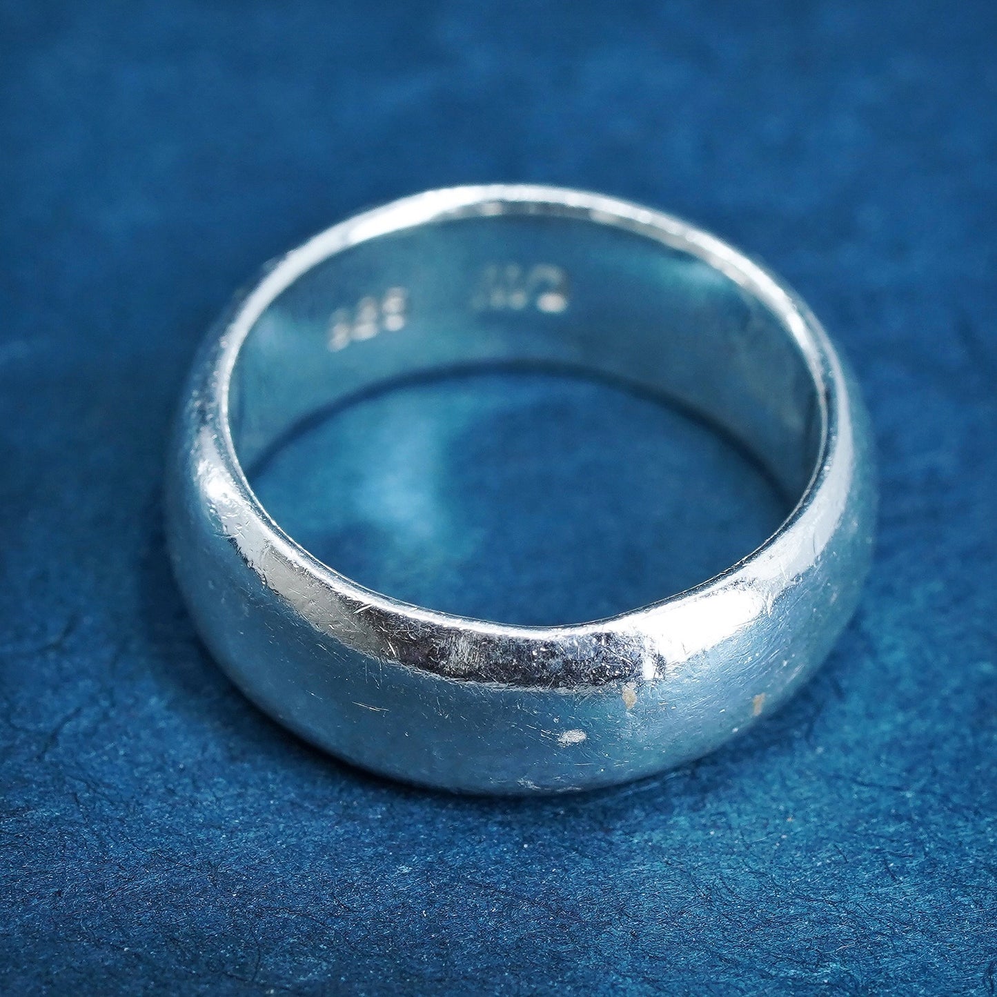 Size 5.5, vintage Sterling silver handmade ring, wide 925 wedding band