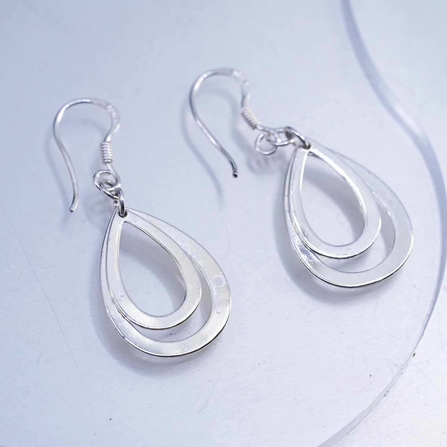 Vintage Sterling 925 silver handmade teardrop earrings