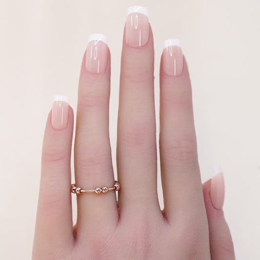 Size 6, vintage rose gold over sterling 925 silver handmade ring, bead band