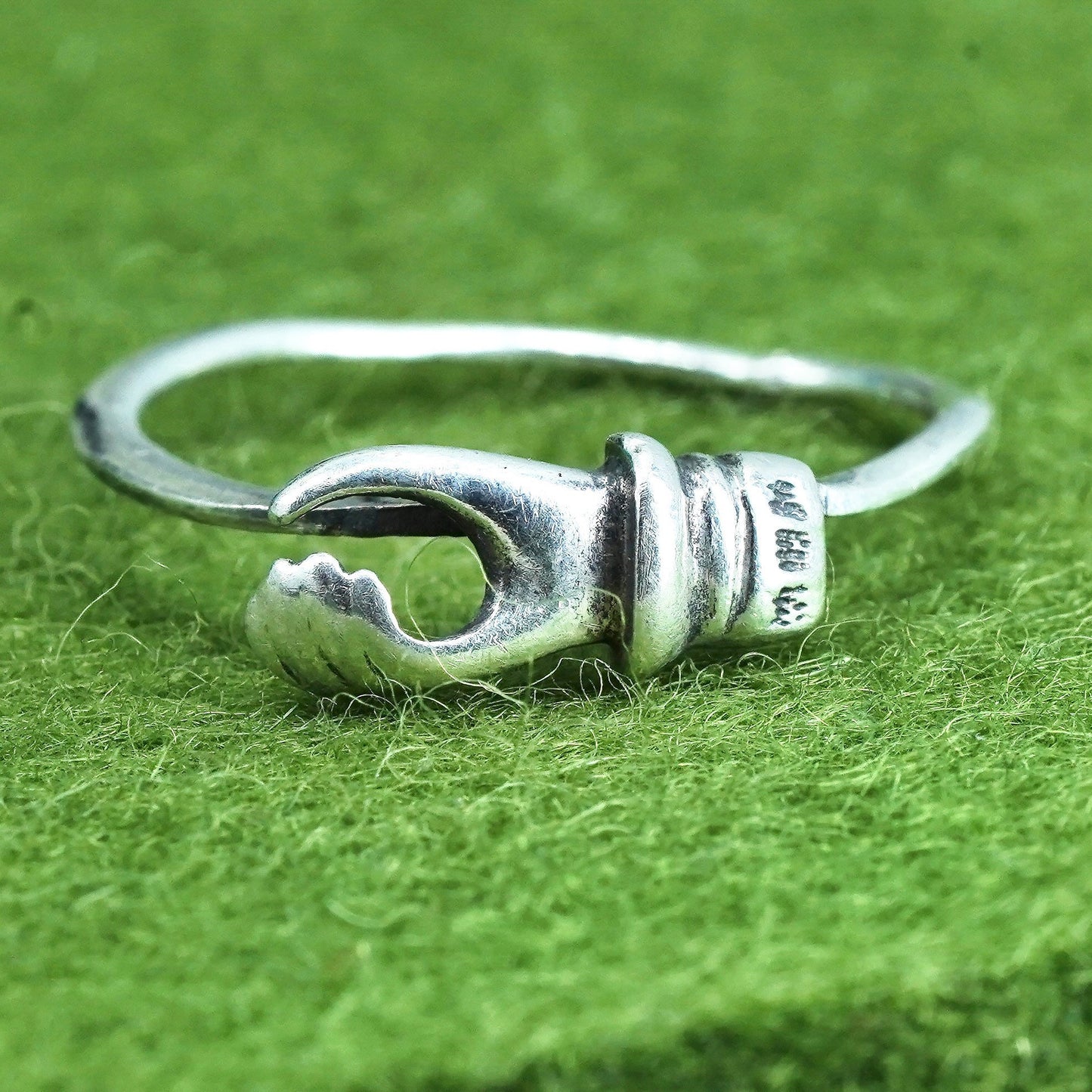 Size 8.25, vintage Sterling silver handmade ring, 925 hand stackable band