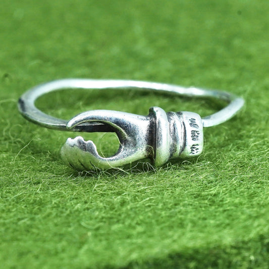 Size 8.25, vintage Sterling silver handmade ring, 925 hand stackable band