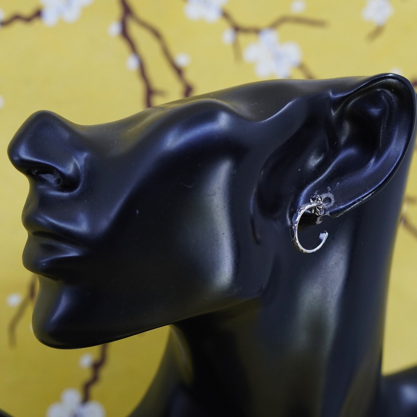 0.5”, Sterling silver handmade earrings, textured 925 huggie studs