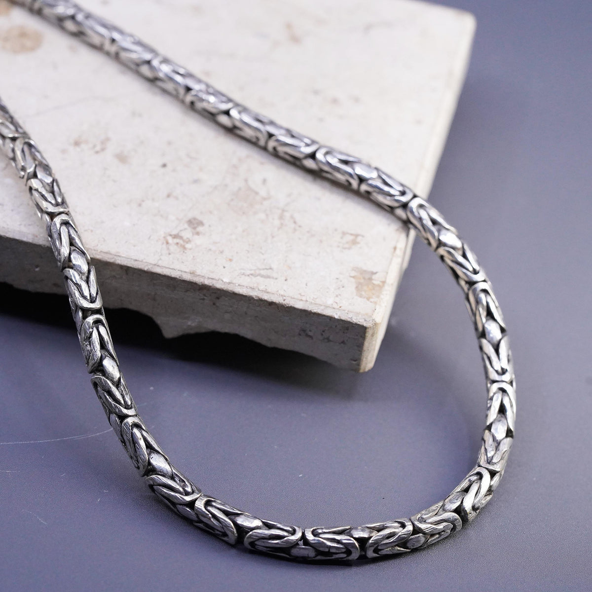 19” 5mm, Vintage Southwestern Sterling 925 silver Birdcage Byzantine necklace
