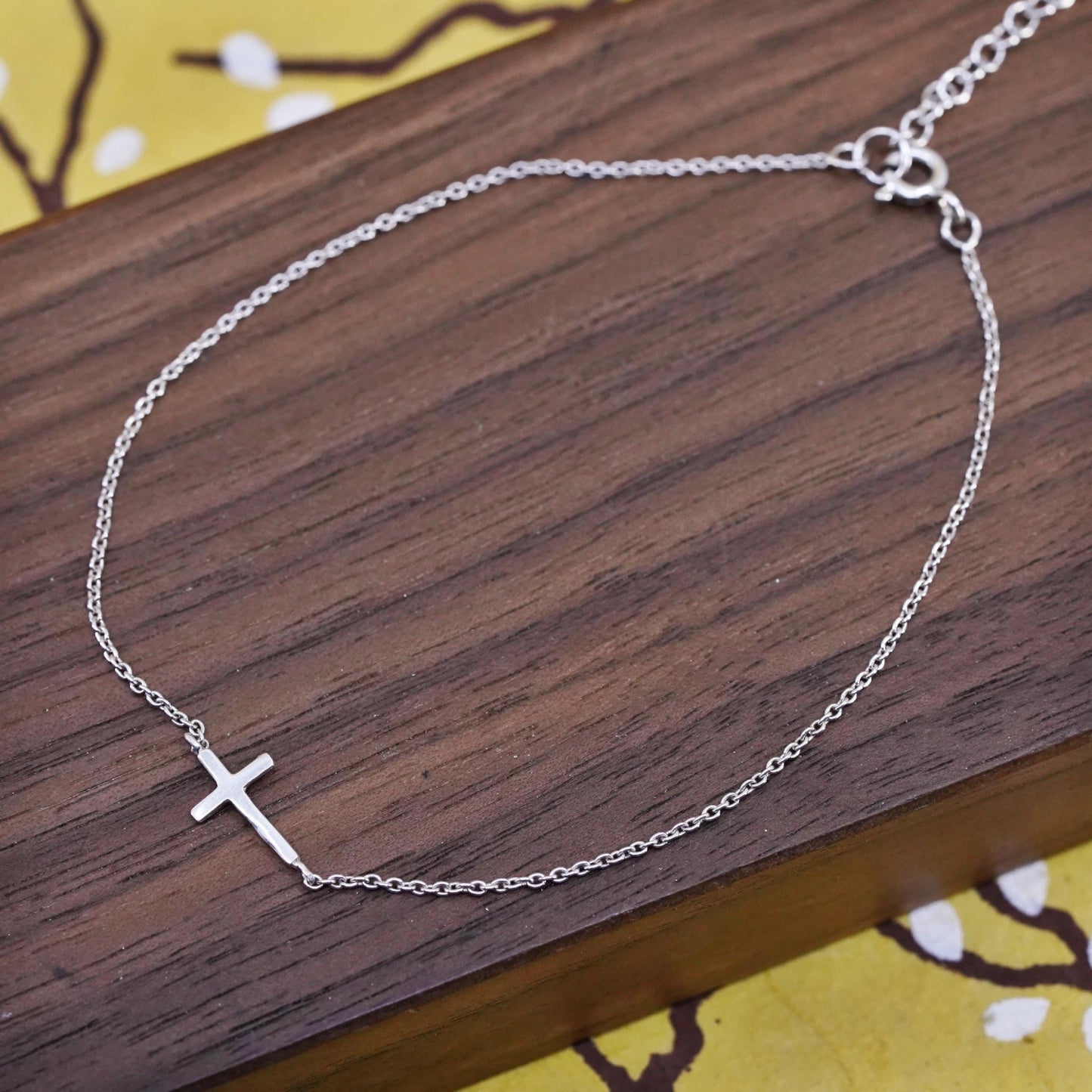 8+1", Vintage Sterling silver handmade bracelet, 925 chain with cross charm