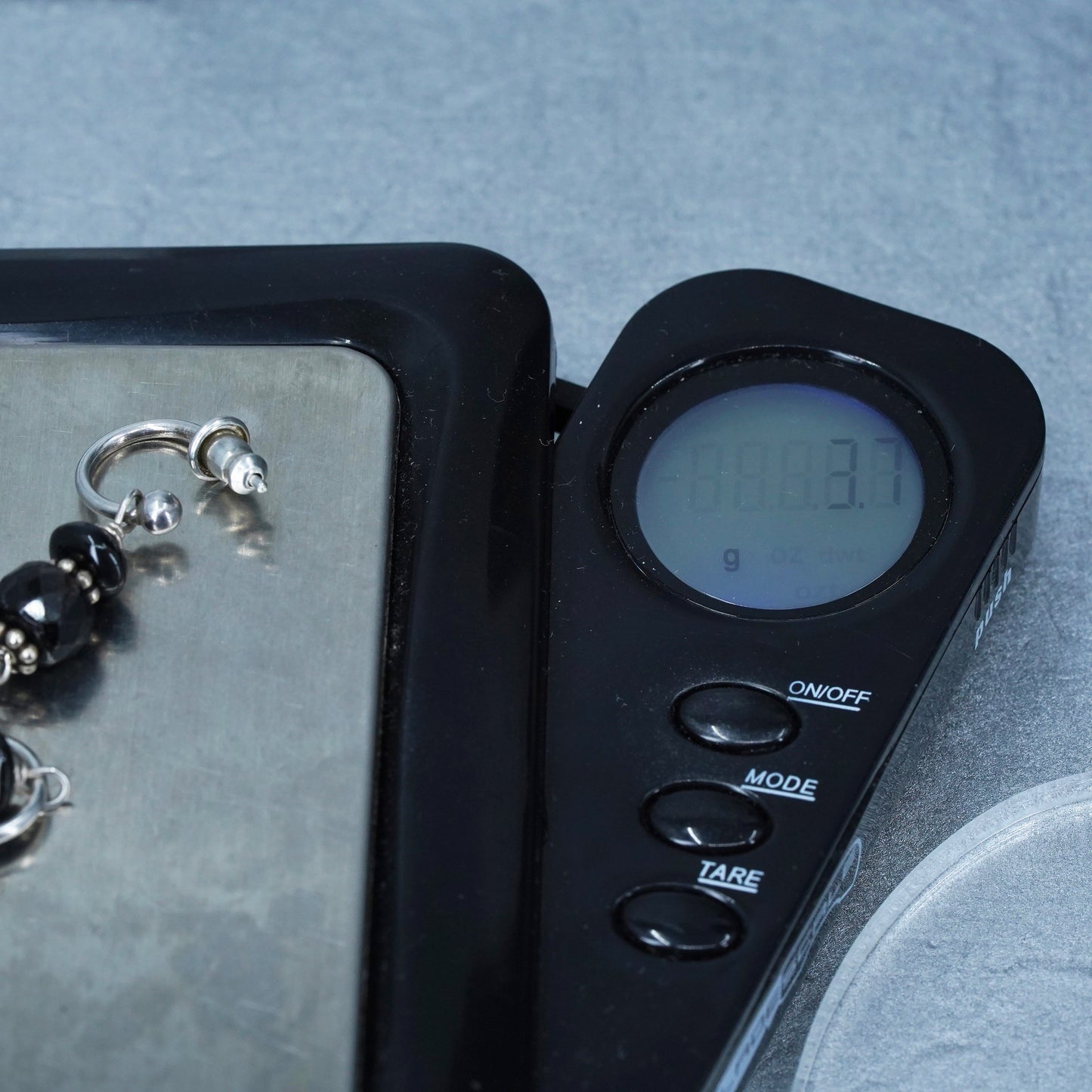 0.5”, vintage Sterling silver handmade earrings, 925 hoops with onyx beads