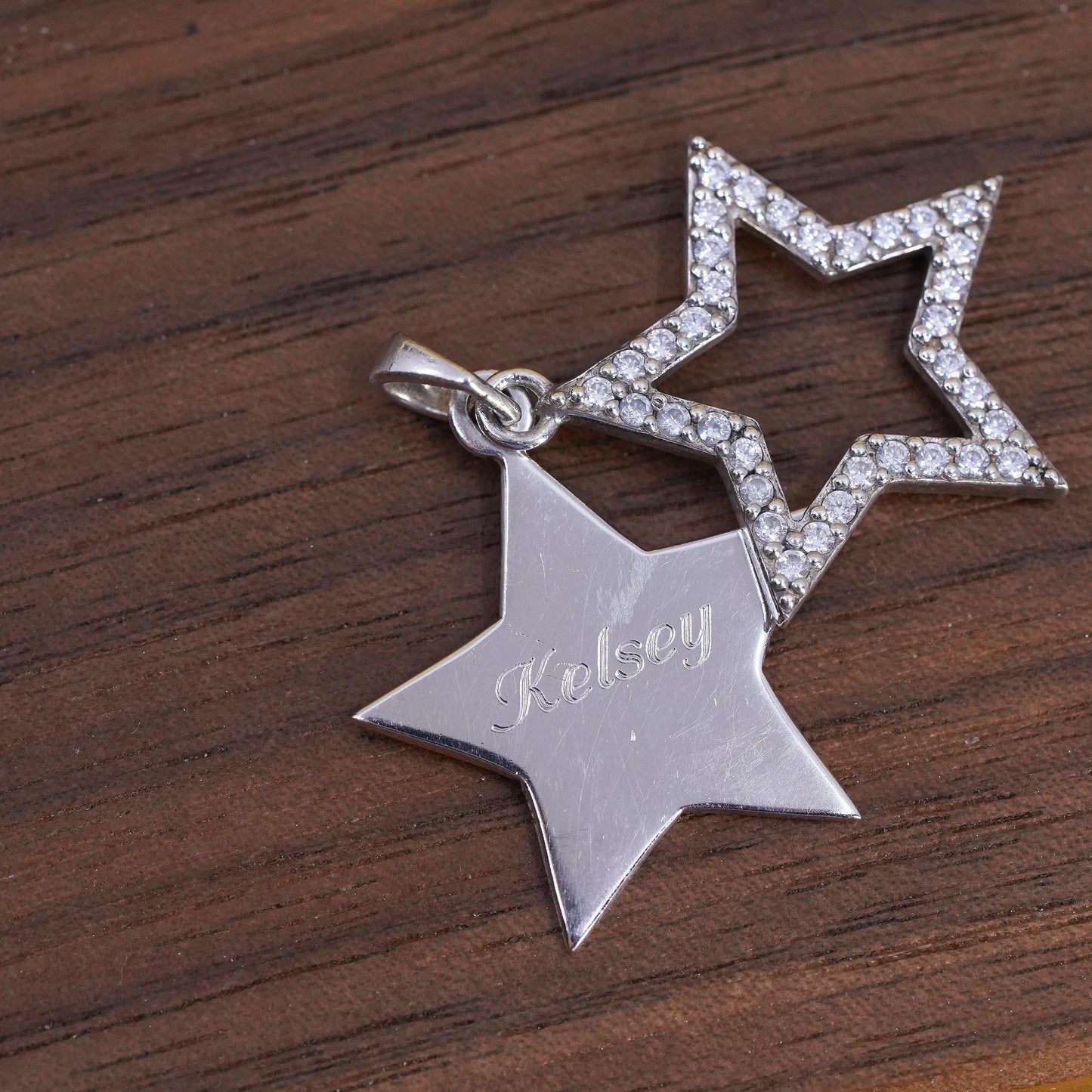 Vintage Judith Jack Sterling silver pendant, 925 double star cluster cz Kelsey