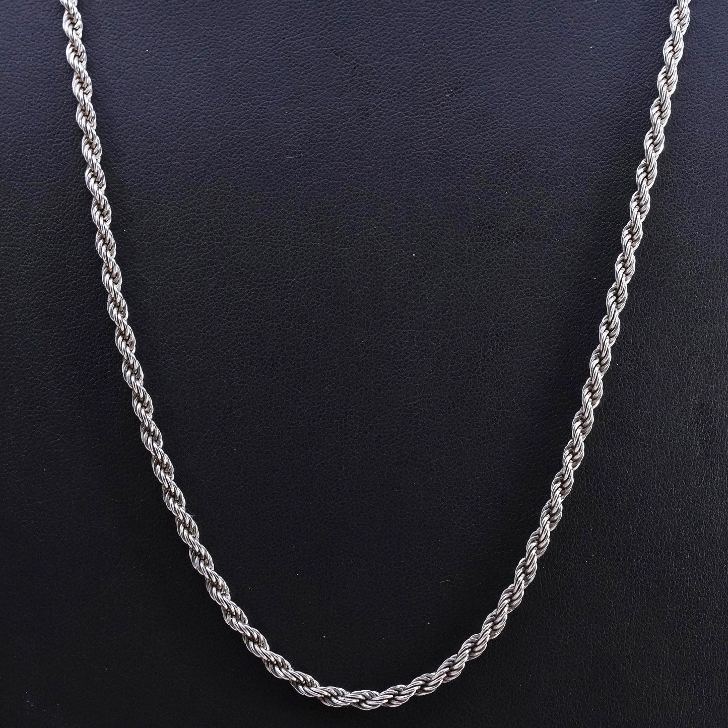 24", 3mm, vintage Sterling silver handmade necklace, 925 rope chain