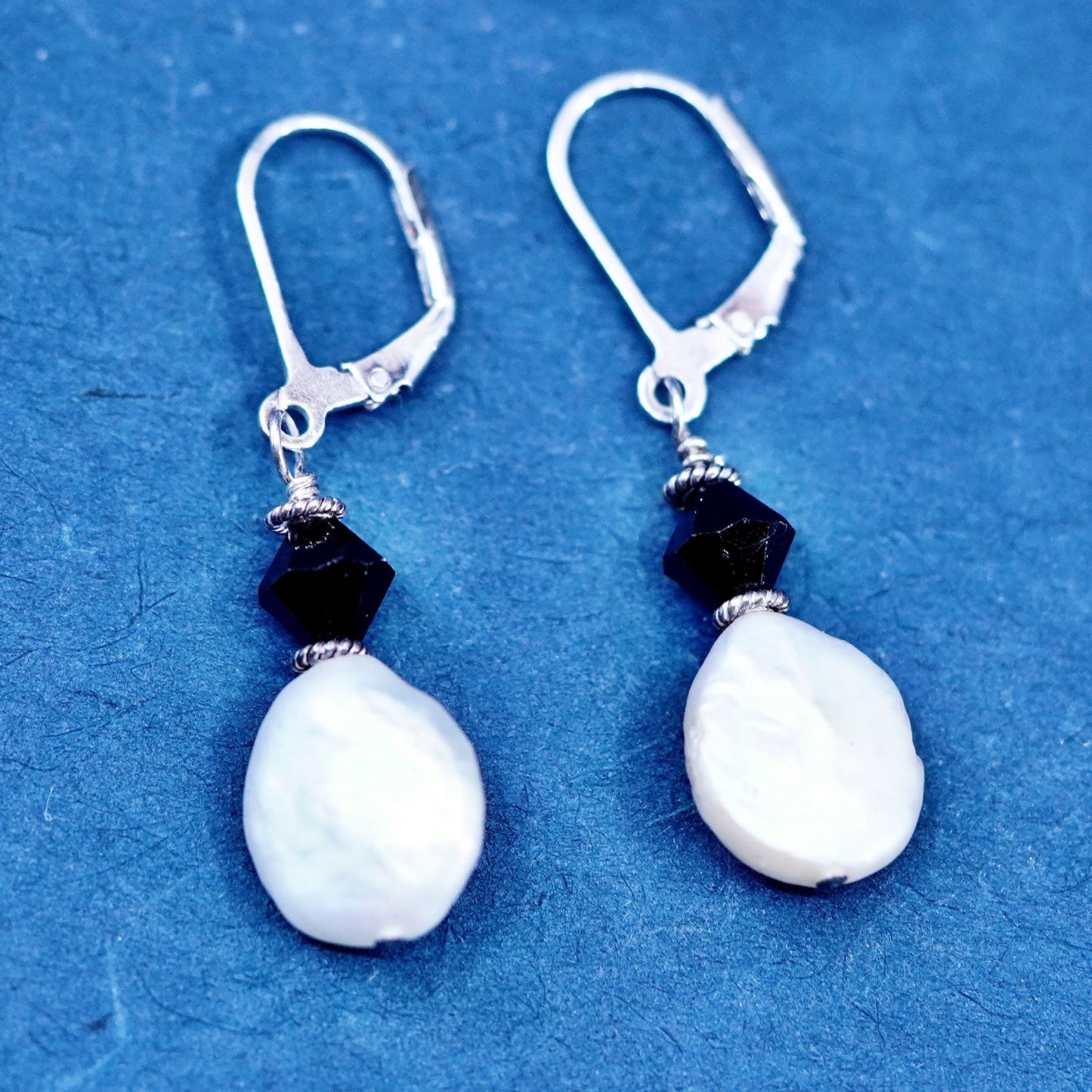 Vintage Sterling silver 925 handmade earrings with coin pearl