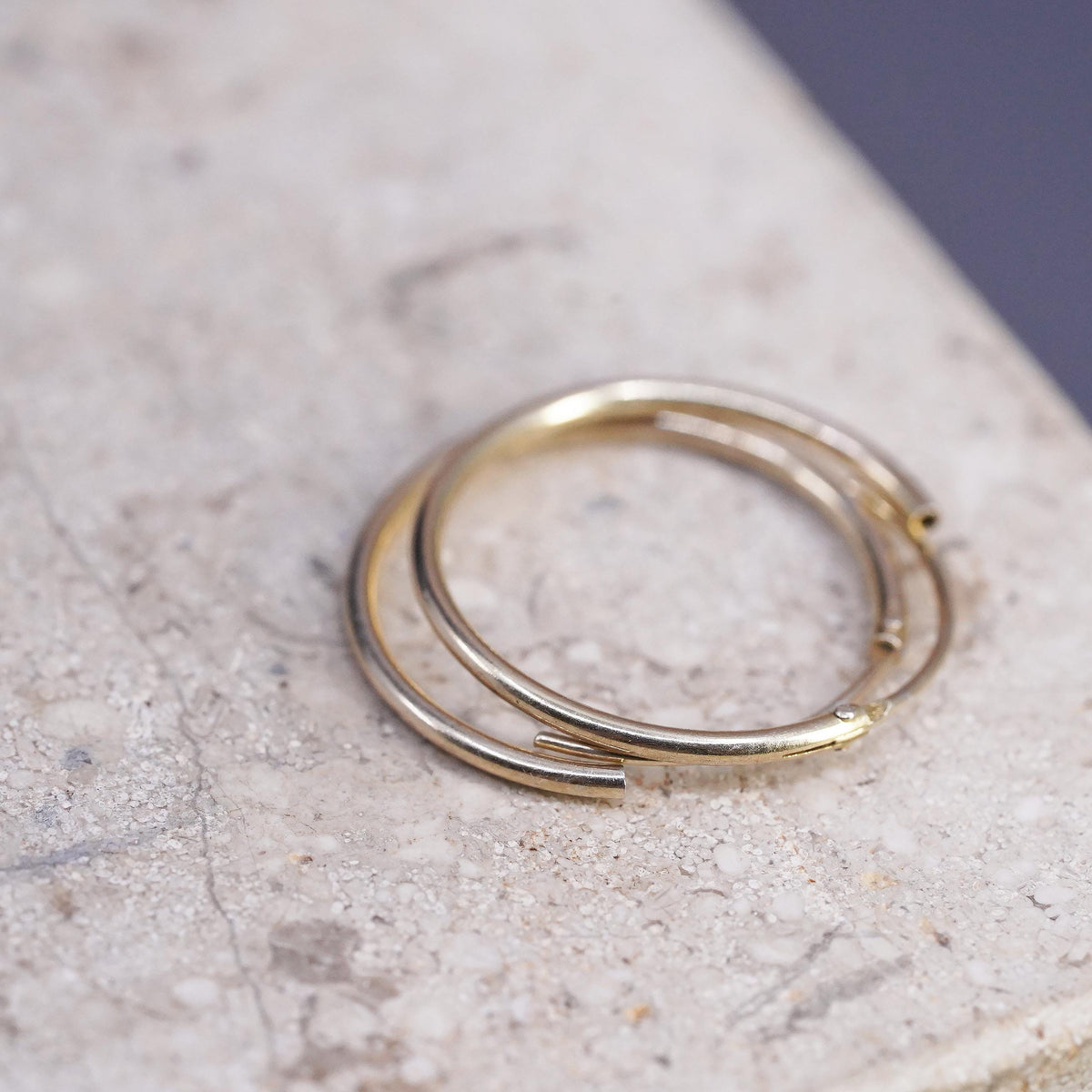 0.75", vintage vermeil gold Sterling silver handmade hoop earrings, 925 huggie