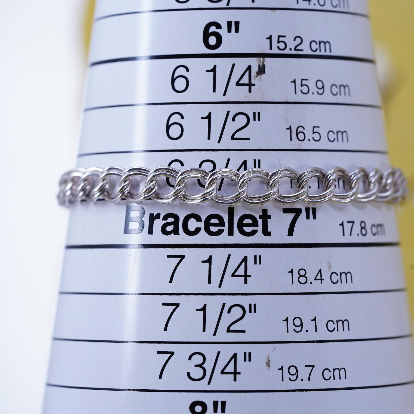 7" Italian Sterling silver handmade double curb bracelet, 925 chain bracelet