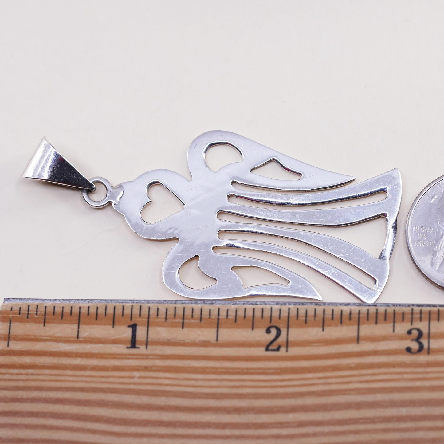 Vintage Mexican Sterling silver handmade angel pendant, 925 charm