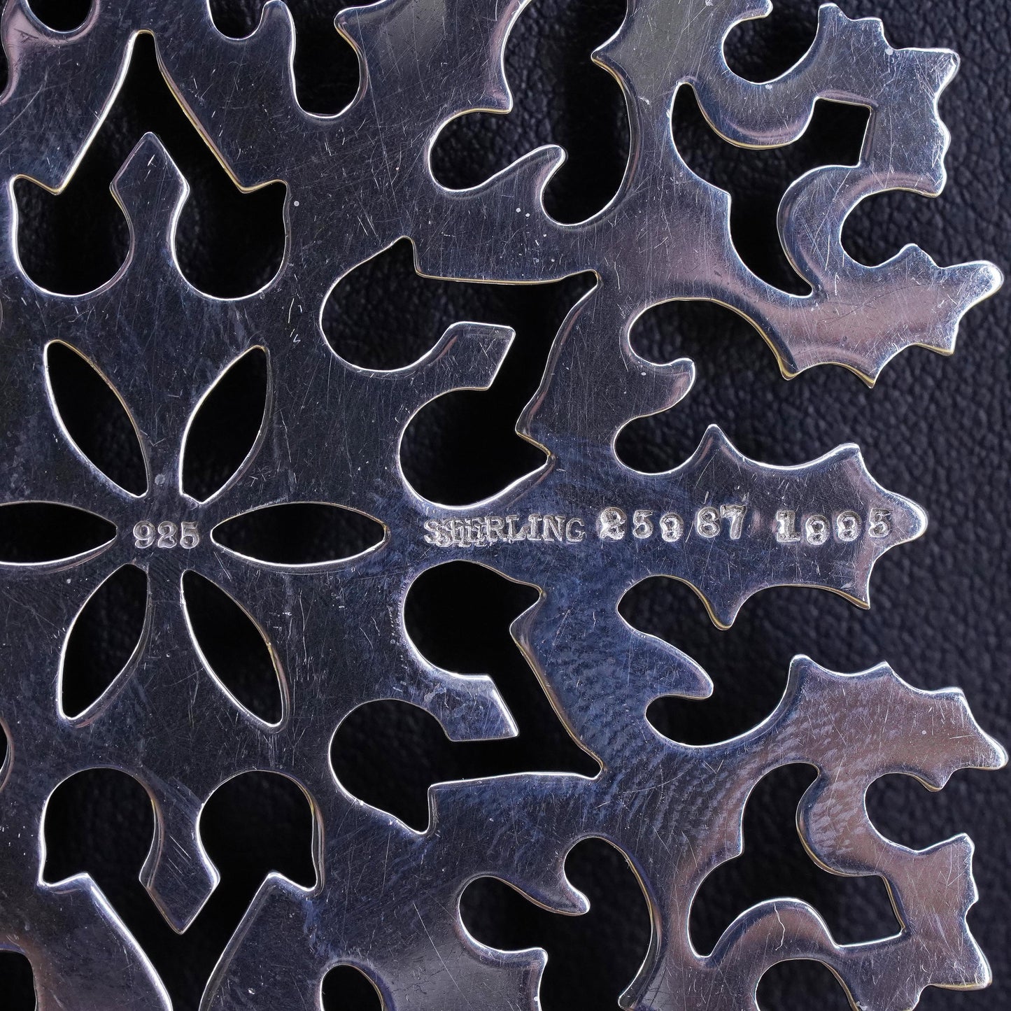 Vintage 1995 Snowflake Ornament Pendant Makers Sterling 925 Silver