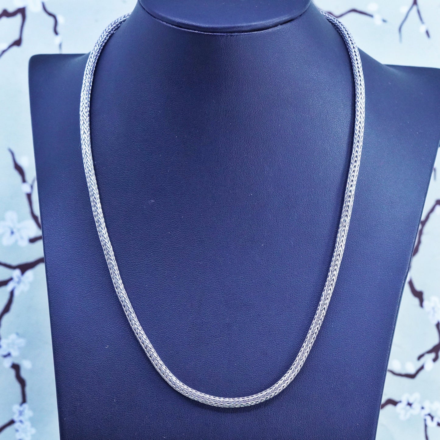 19", 5mm, Vintage De sterling silver bold wheat chain, 925 necklace
