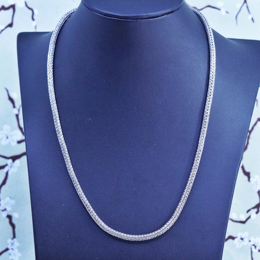 19", 5mm, Vintage De sterling silver bold wheat chain, 925 necklace