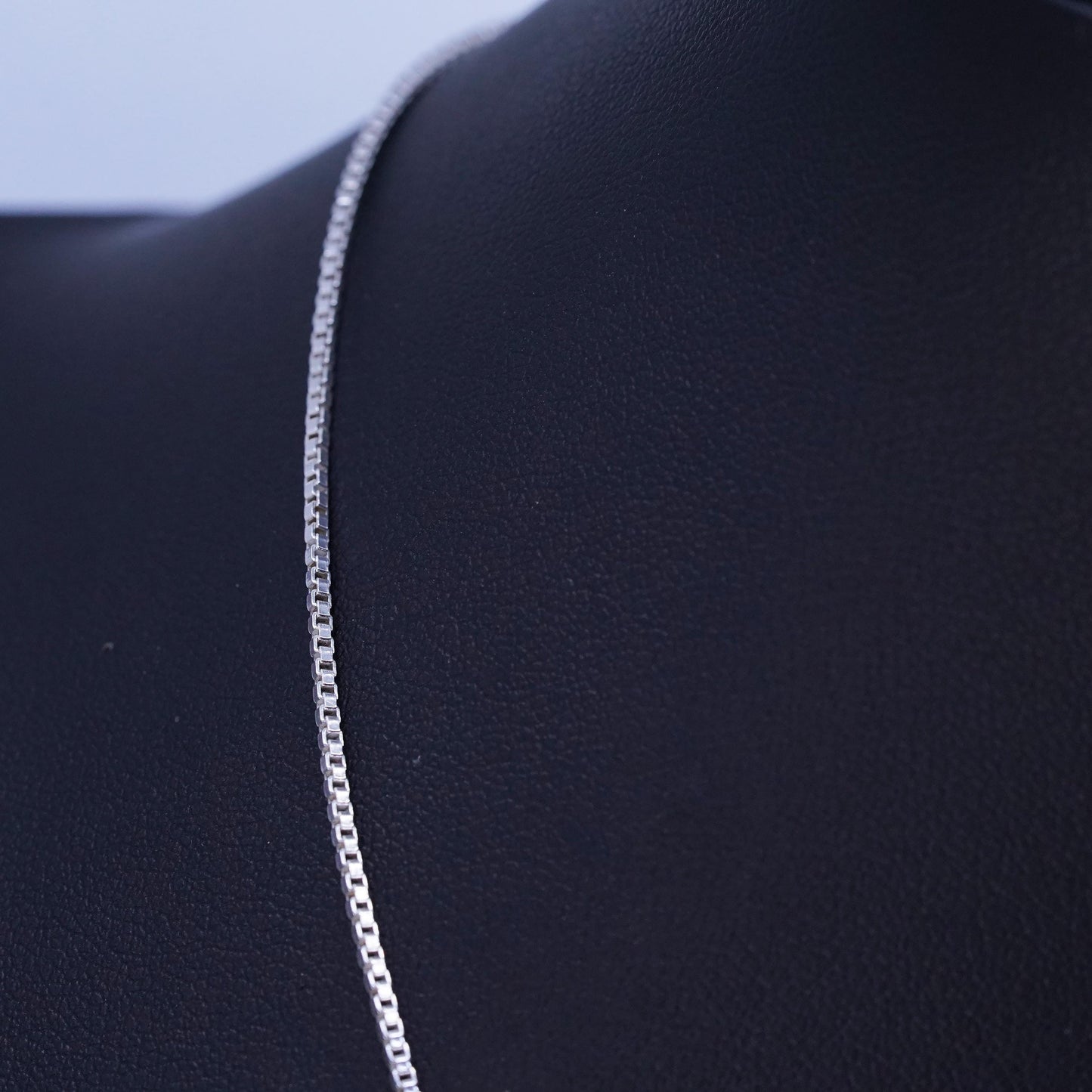 18” 1mm, vintage Italy 925 silver box chain necklace