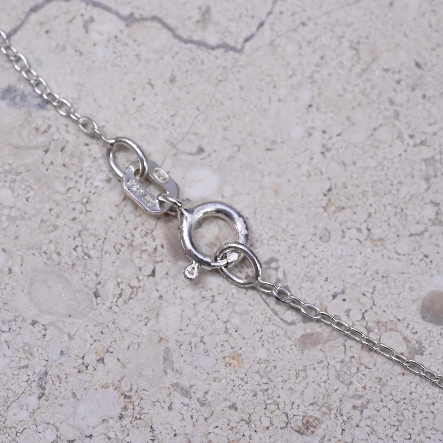 16”, sterling 925 silver Handmade necklace with white mother of pearl pendant