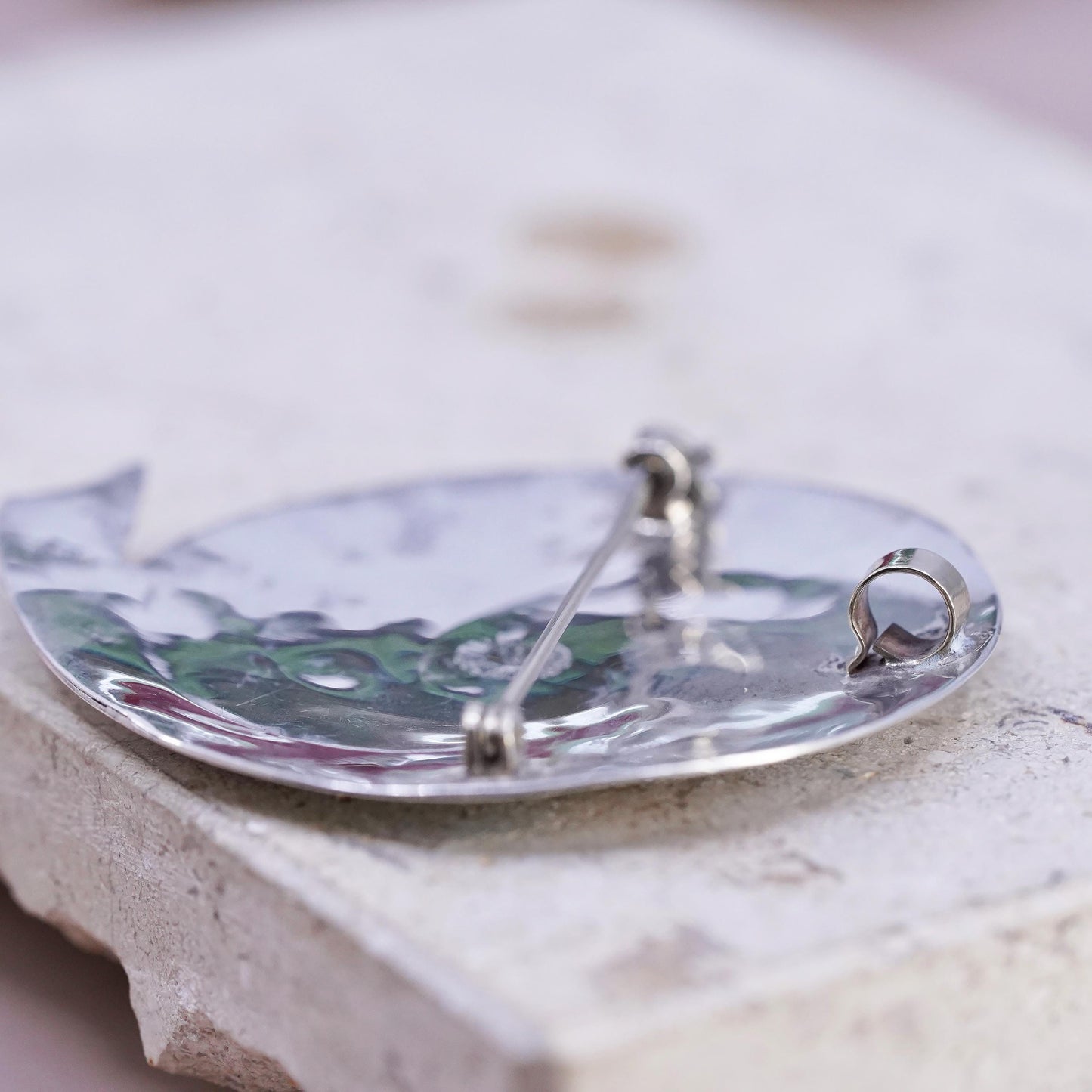 READ! Vintage Taxco Sterling silver handmade brooch, 925 sprial pendant abalone