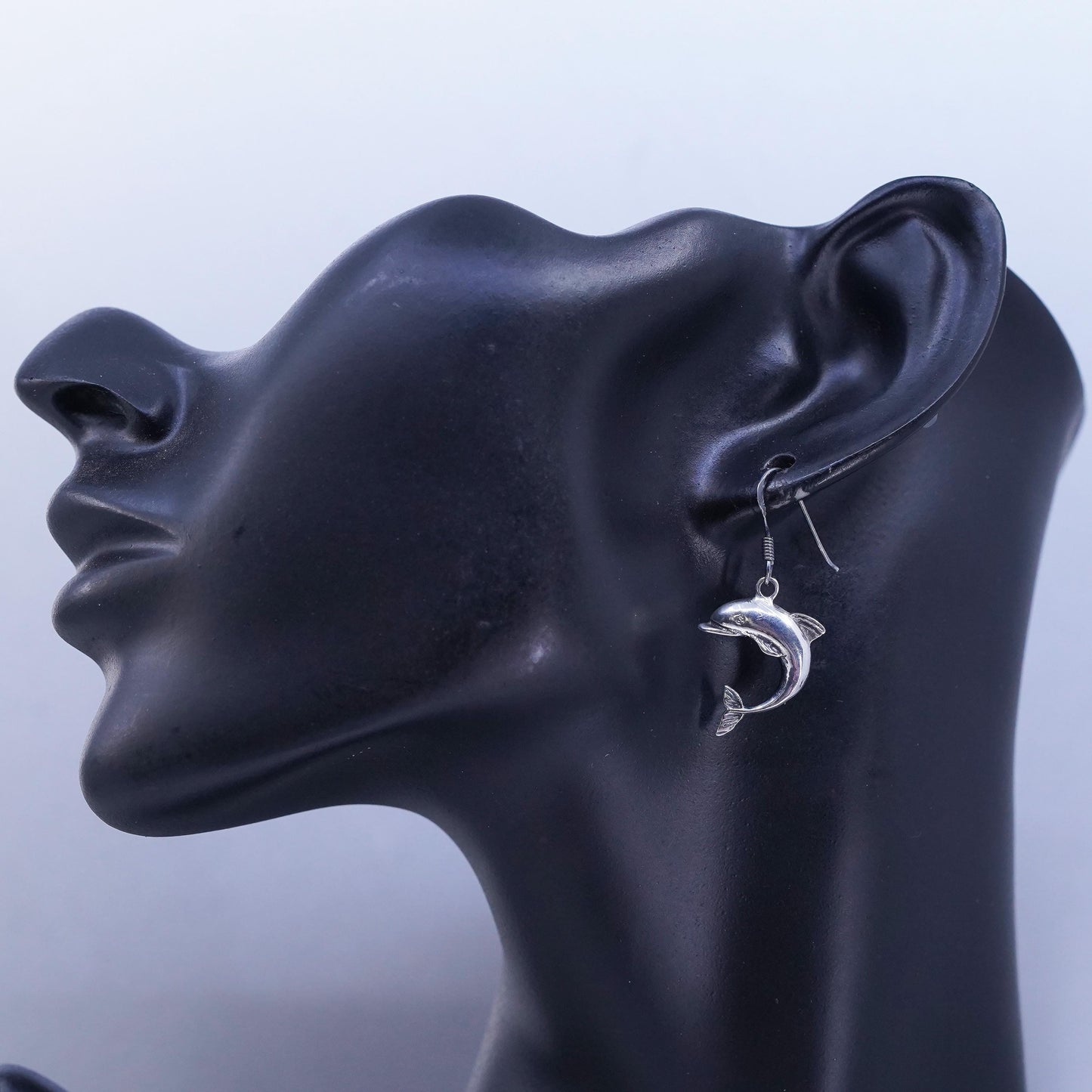 Vintage Sterling 925 silver handmade dolphin earrings