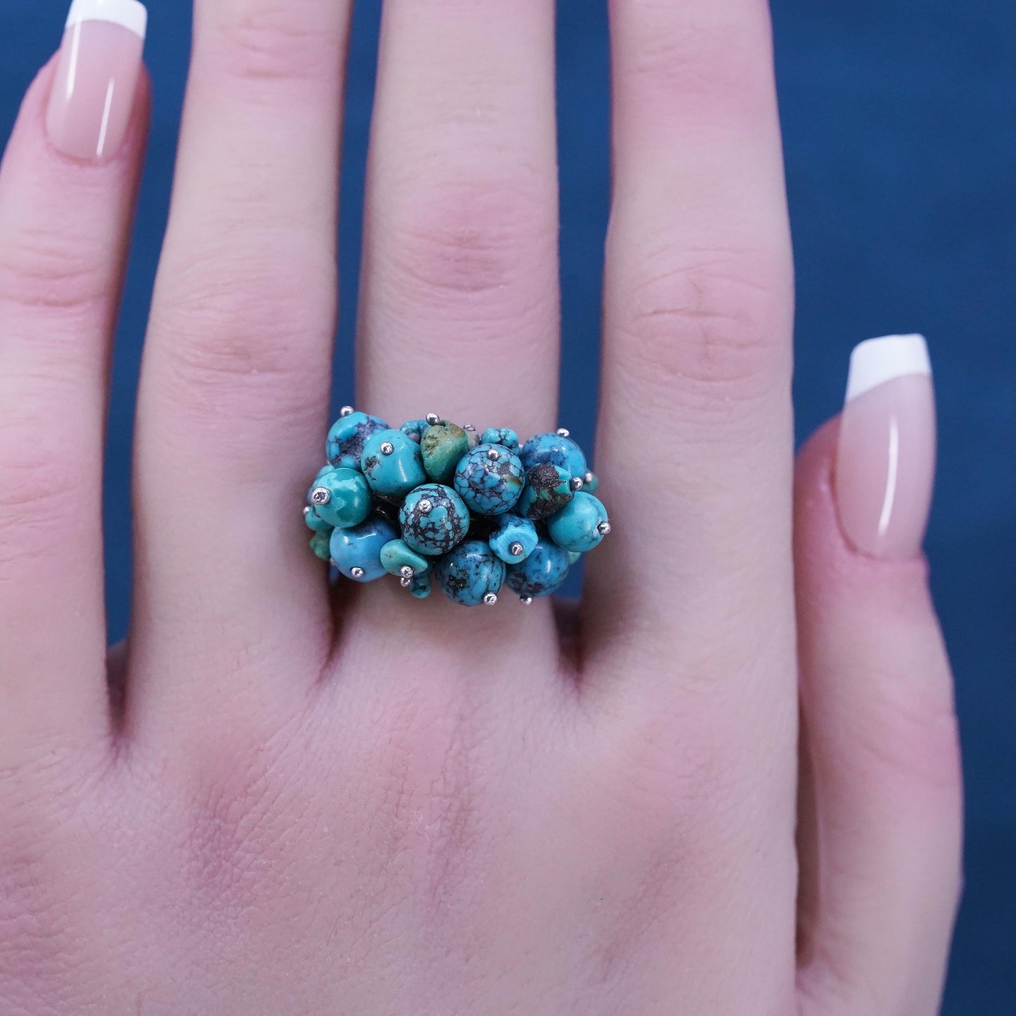 Size 7.25, Sterling 925 silver ring, Native American, southwestern turquoise