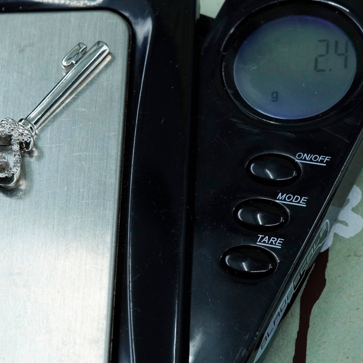 vintage SAI Sterling silver Pendant, 925 heart key with real diamond