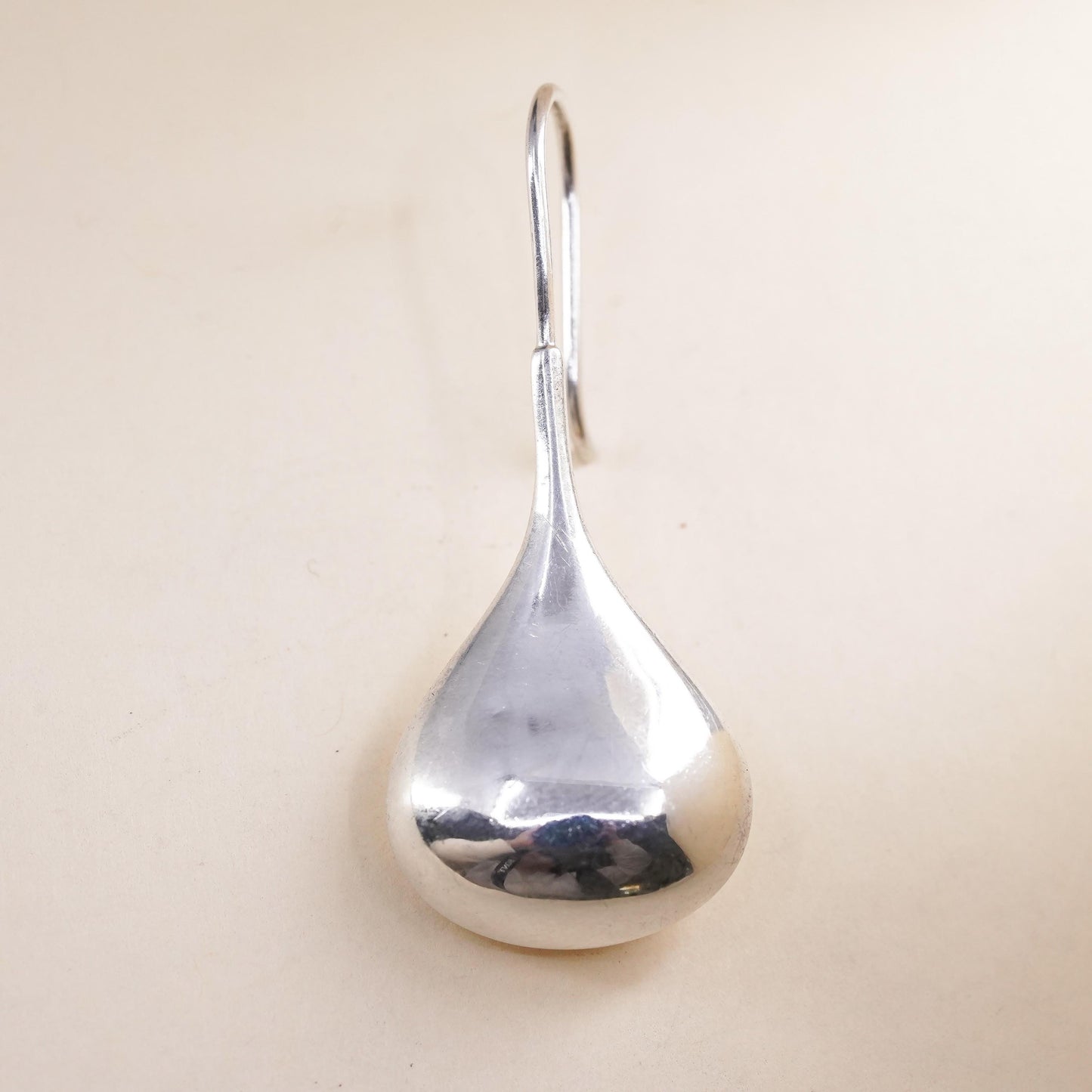 vintage modernist sterling silver 925 handmade single teardrop earring