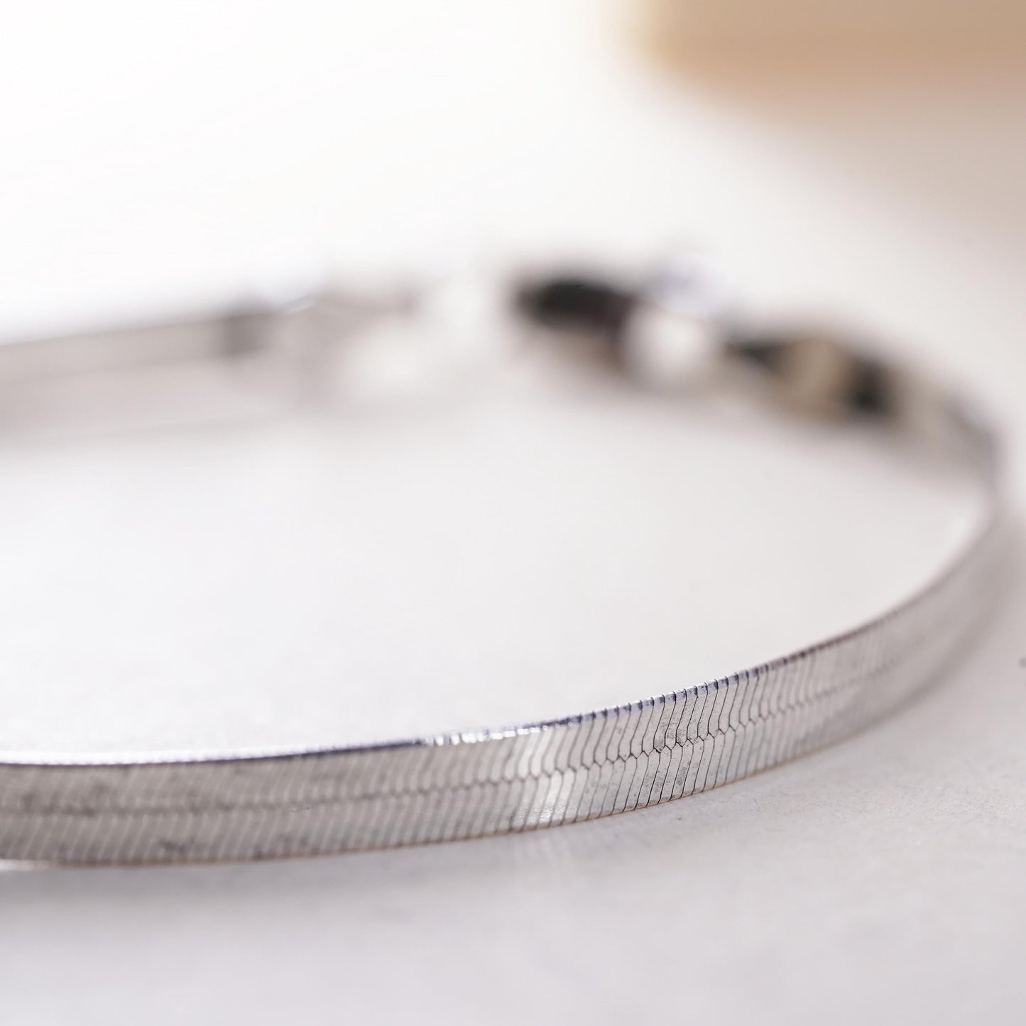 6.75" 3mm, Vintage Italian sterling silver herringbone bracelet, 925 chain