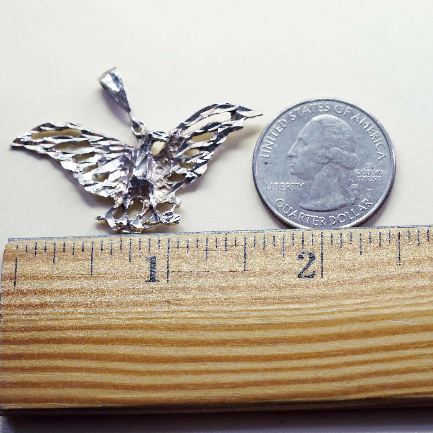 Vintage Sterling 925 silver handmade textured eagle pendant