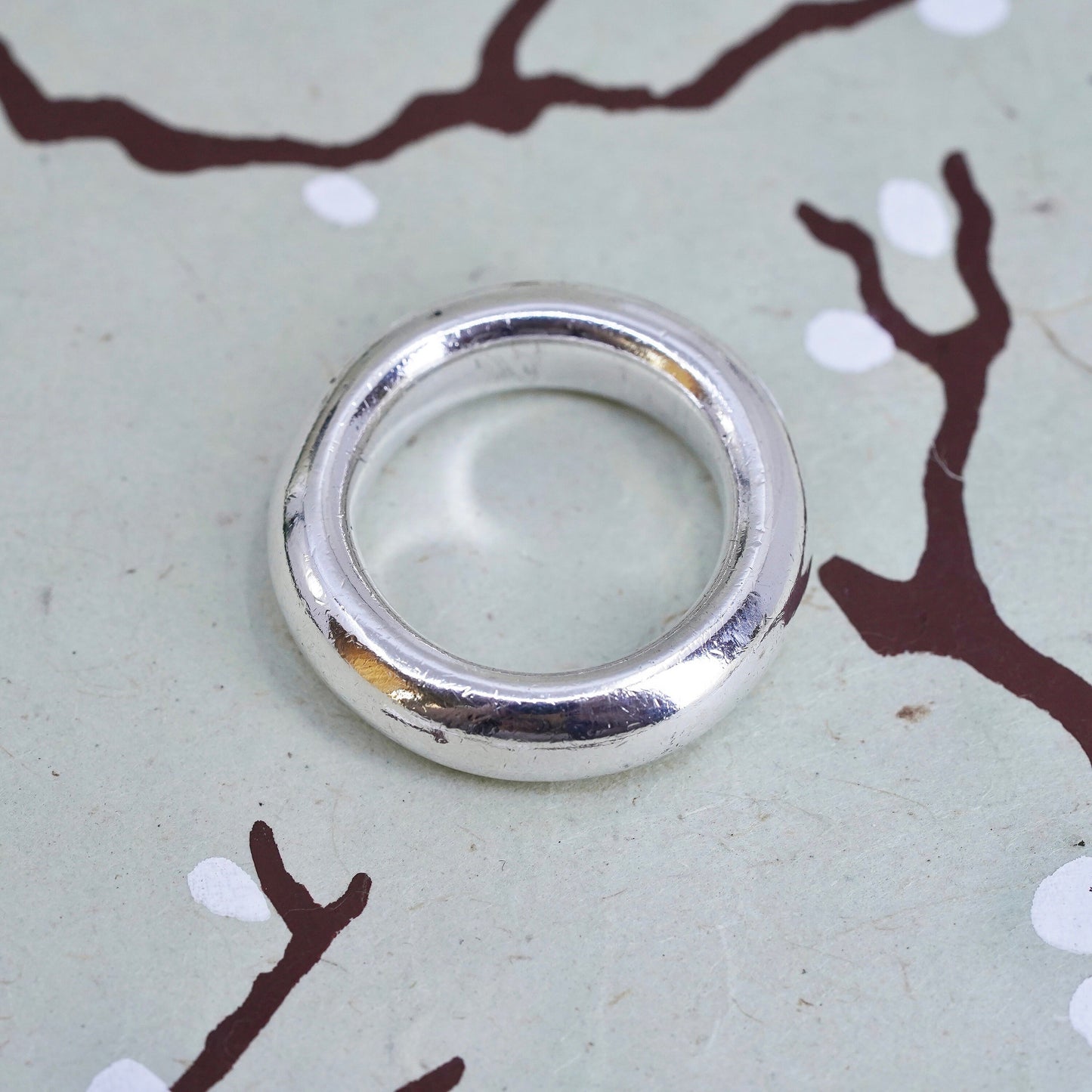 Size 8, vintage Sterling silver handmade ring, mexico Mens 925 band