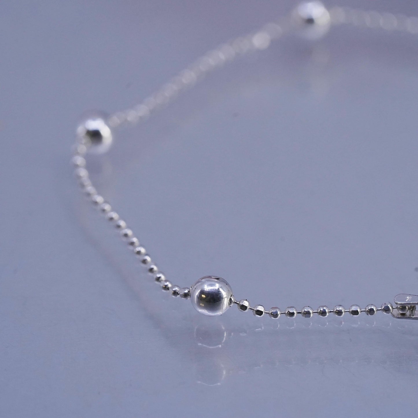 7", vintage Italian Sterling 925 silver circle bracelet with beads