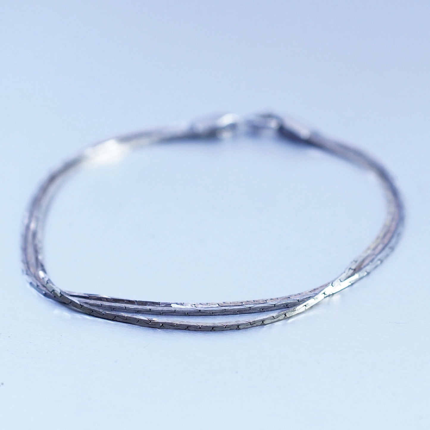 7”, Sterling 925 silver handmade bracelet, multi strands snake link chain