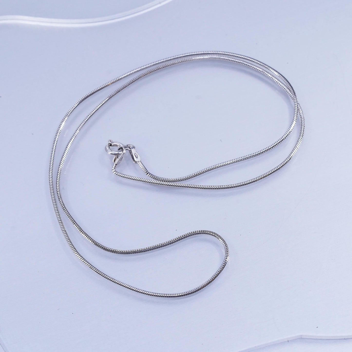 20” 1mm, vintage Italy Sterling 925 silver snake chain necklace