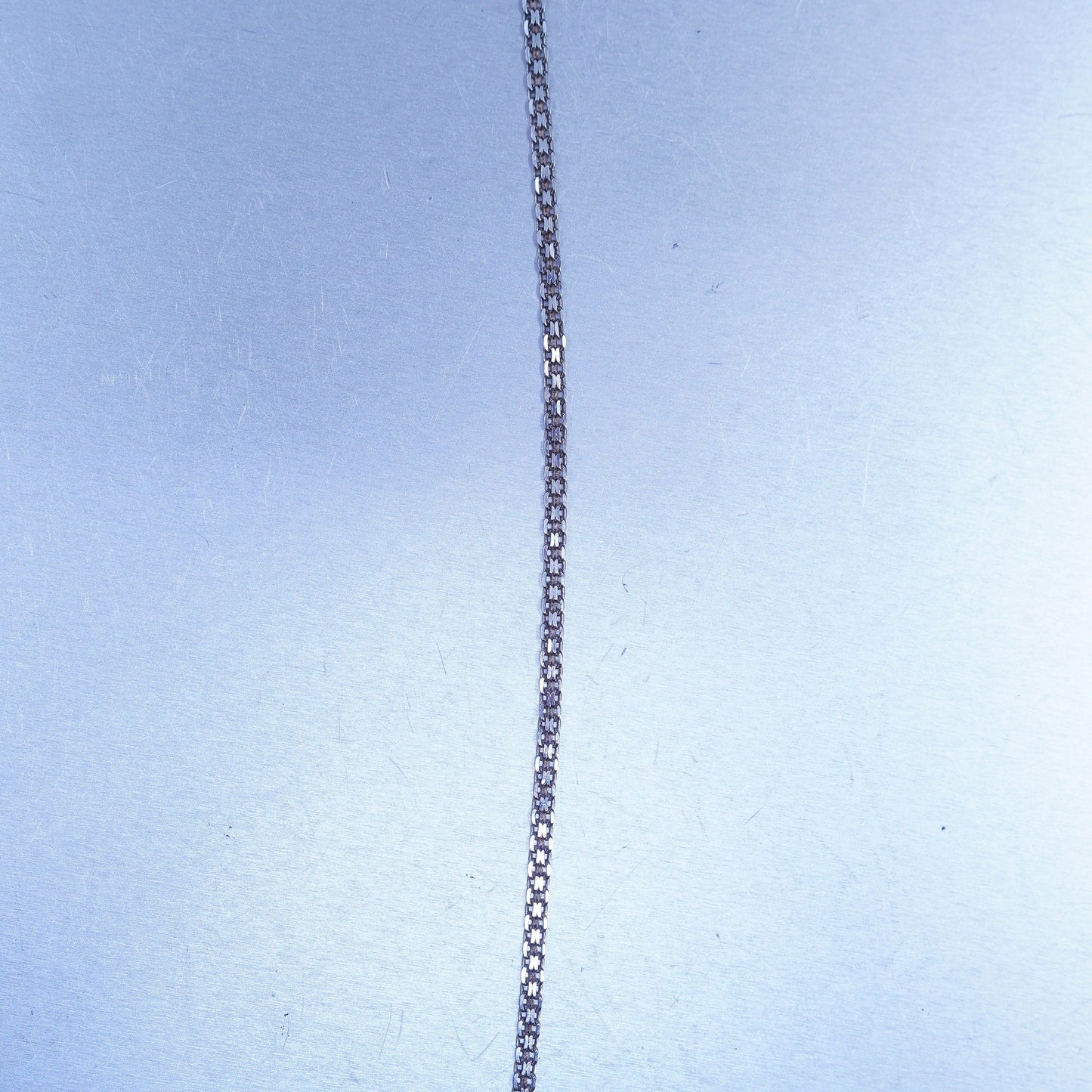 17” 2mm, vintage Italy Sterling 925 silver flatten curb chain necklace