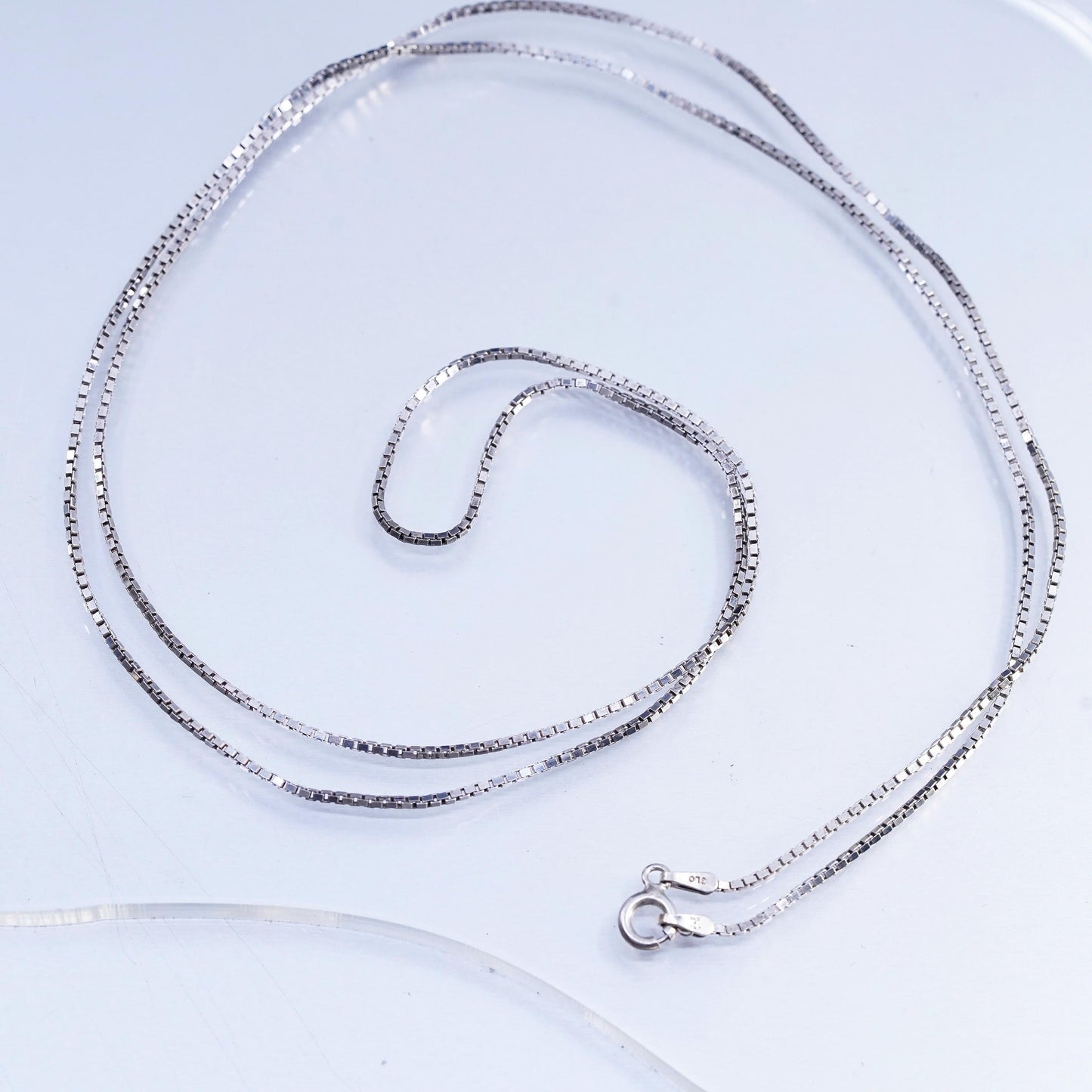 30" 1mm, vintage Italian Sterling 925 silver long box chain necklace