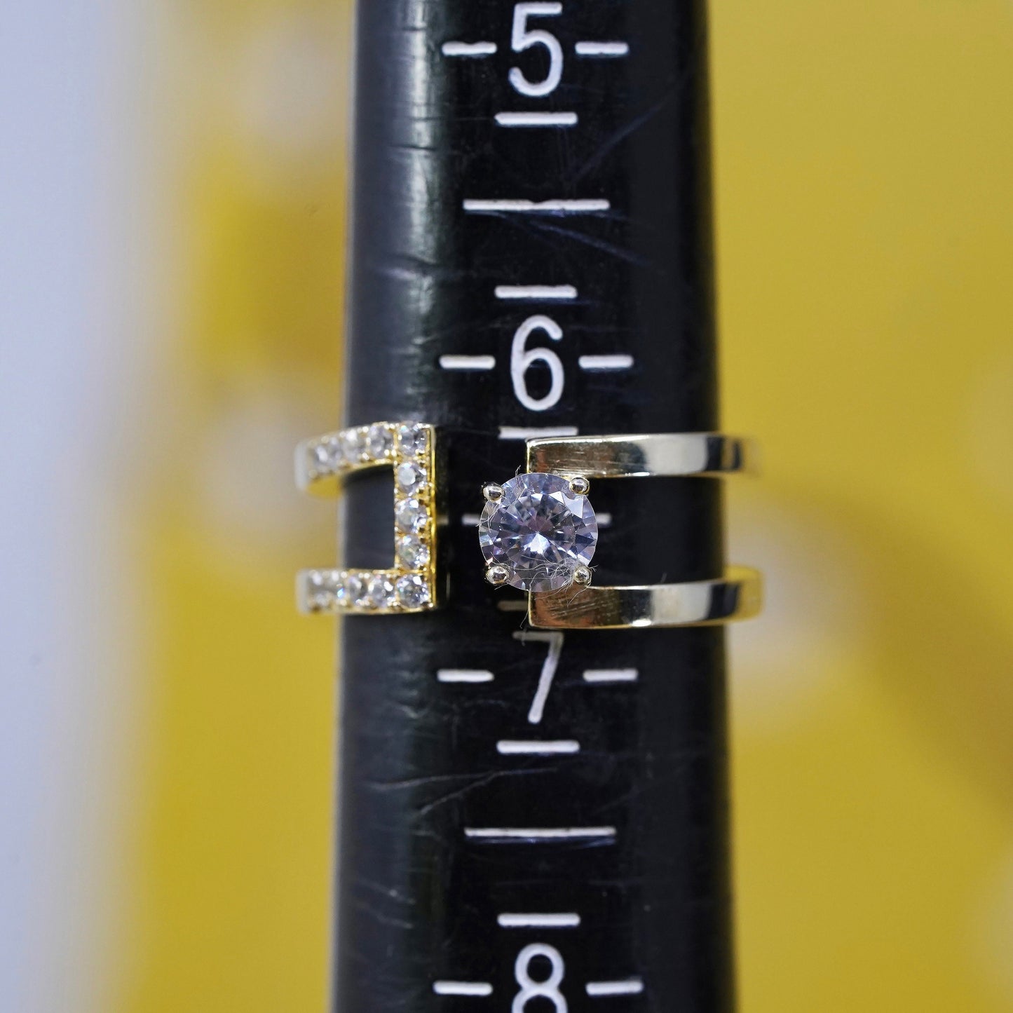 vintage vermeil gold over Sterling silver ring, 925 band with cluster cz
