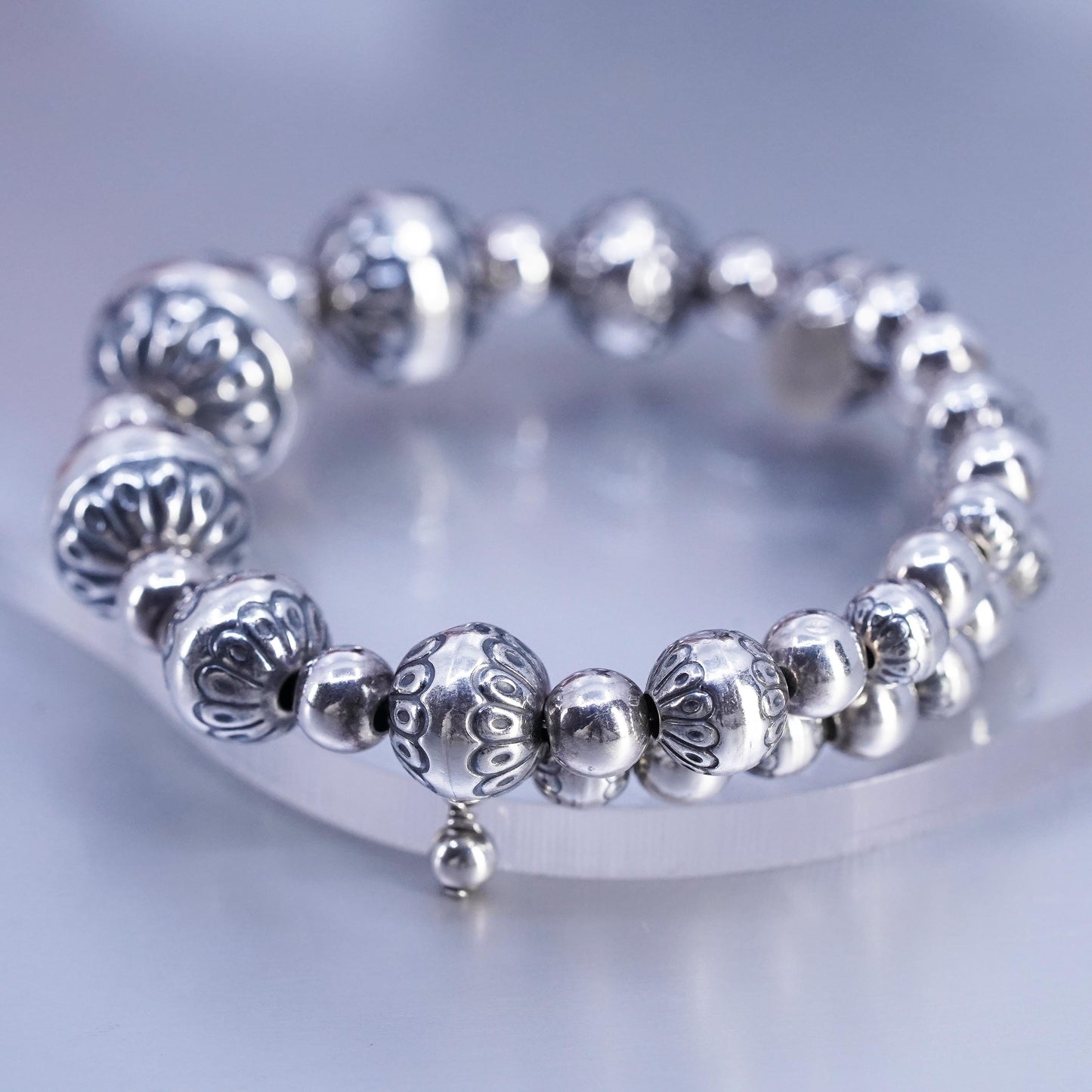 5.5”, Carolyn Pollack Relios Sterling Silver 925 Desert Pearl bead Bracelet