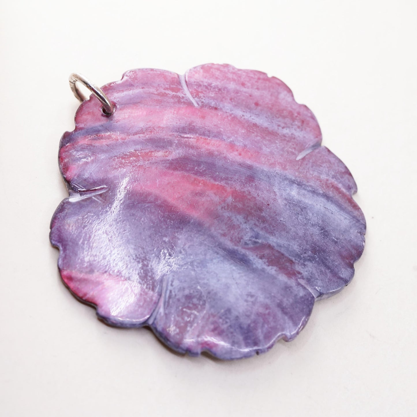 Vintage red burgundy huge carved flower pendant