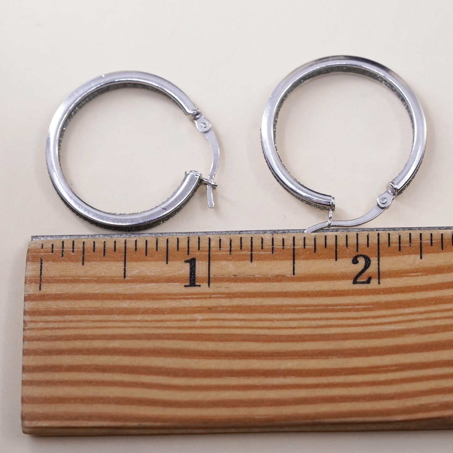 1", Vintage sterling silver loop earrings, 925 fashion glittering hoops