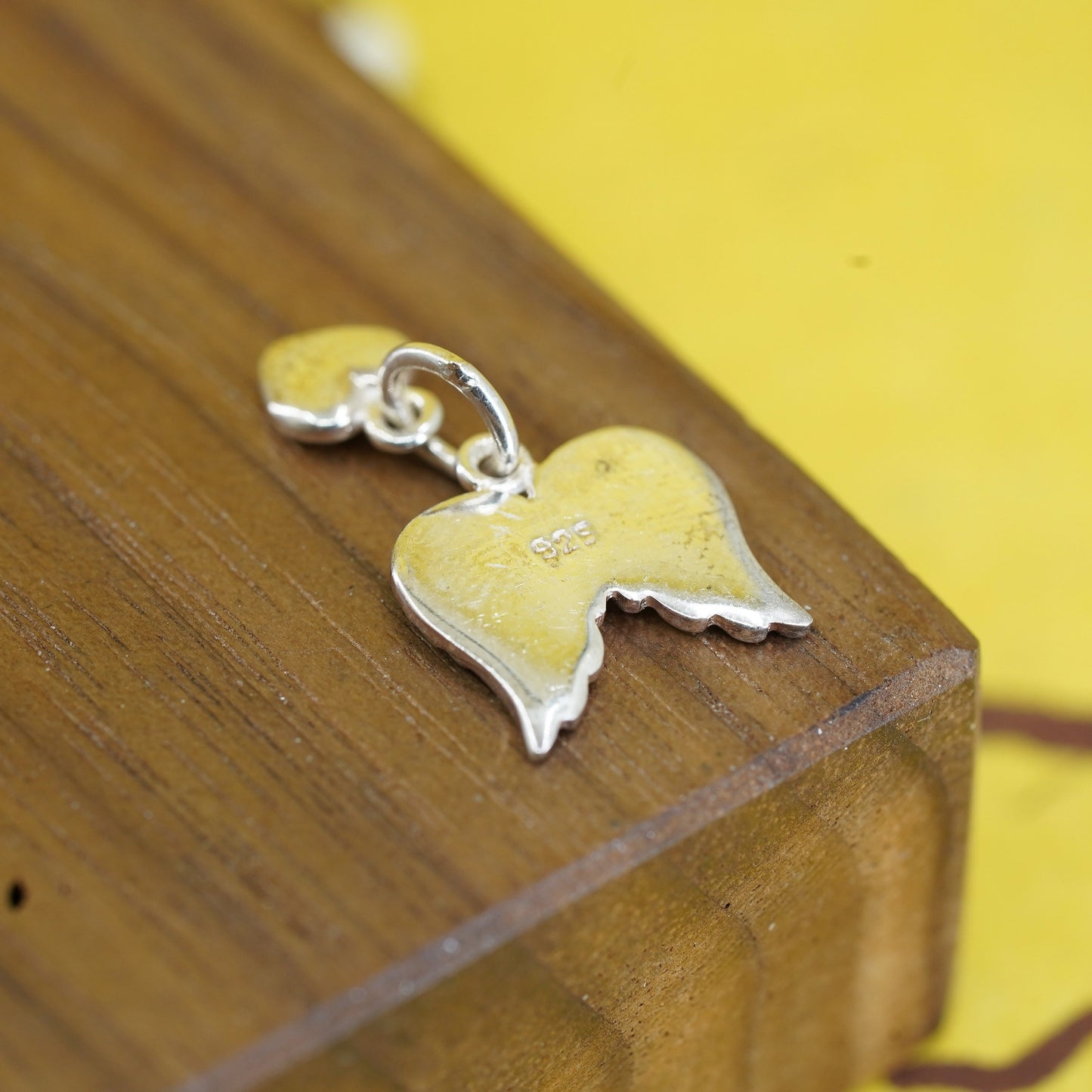 Vintage Sterling silver handmade charm, 925 wings pendant