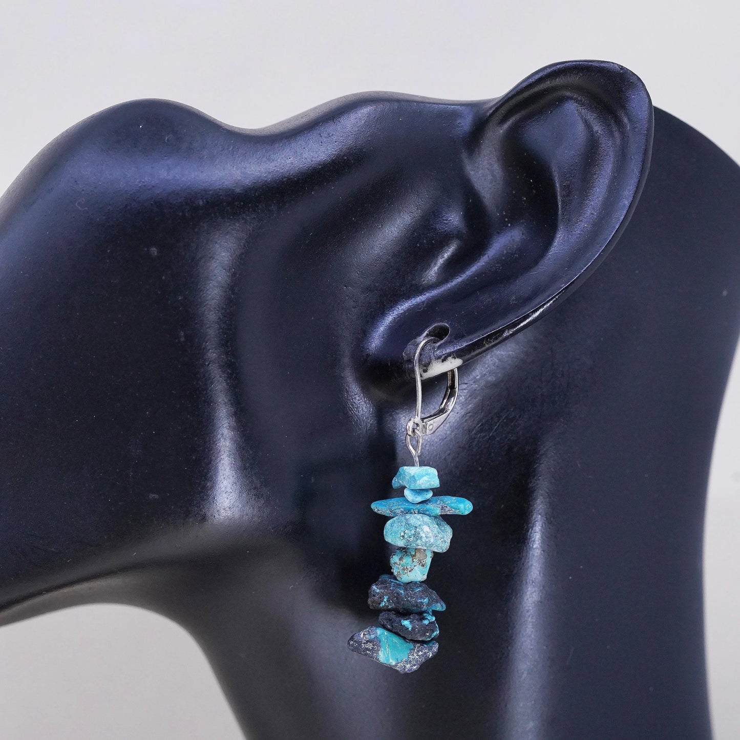 Southwestern sterling silver 925 handmade earrings with turquoise nugget beads