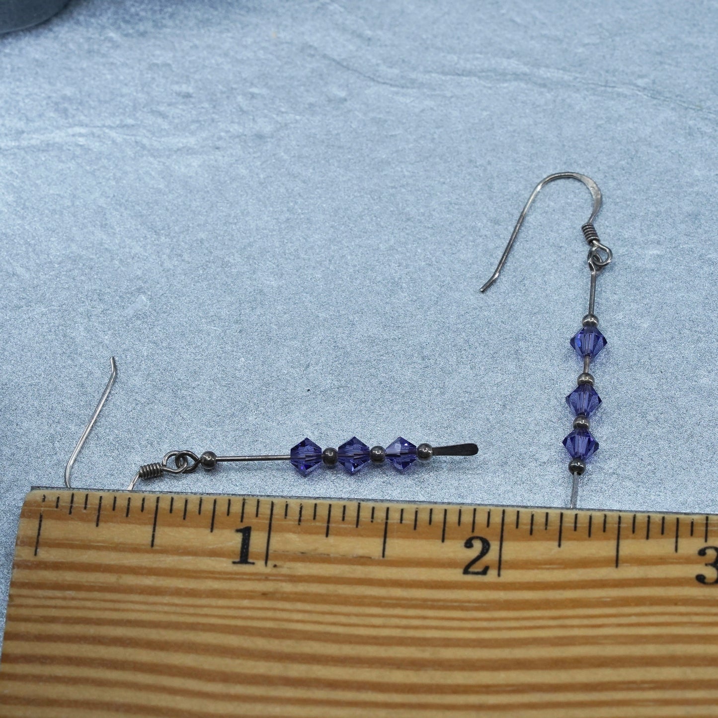 Vintage Sterling 925 silver handmade earrings with amethyst crystal beads