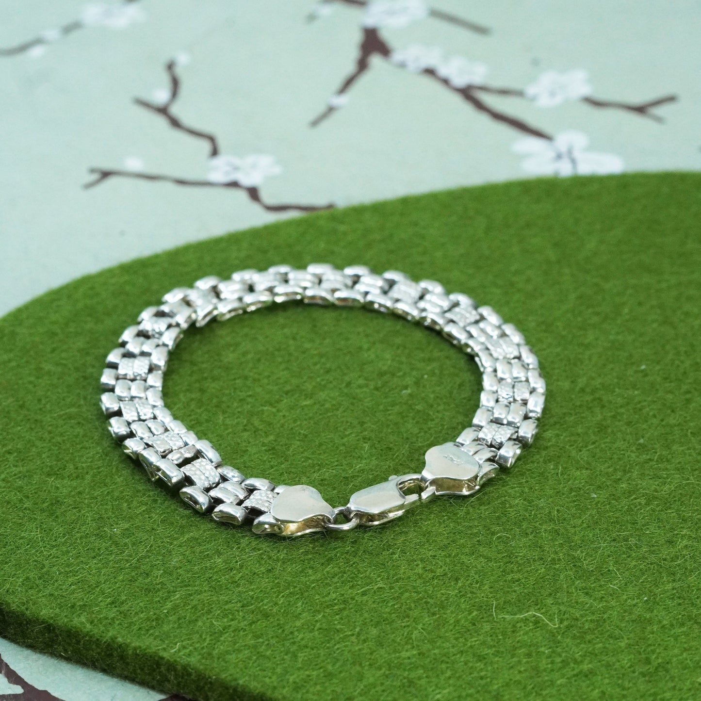7”, 10mm, Vintage sterling 925 silver bold mens chain bracelet
