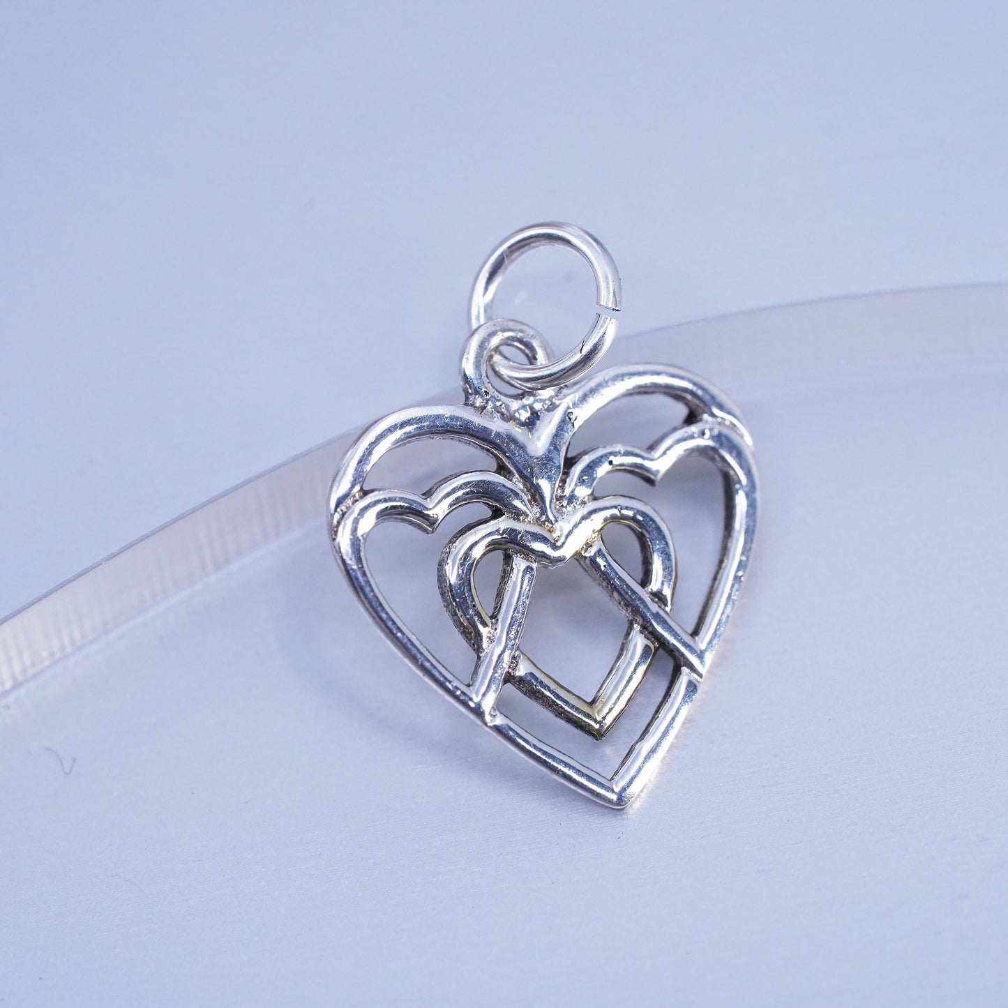 Vintage sterling 925 silver handmade Irish Celtic knot heart pendant