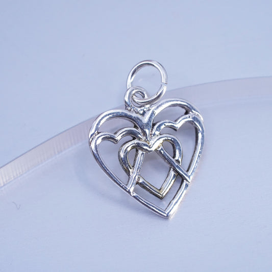 Vintage sterling 925 silver handmade Irish Celtic knot heart pendant