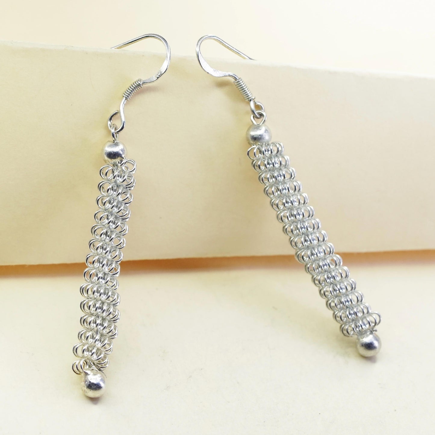 Vintage sterling silver earrings, 925 twisted dangles