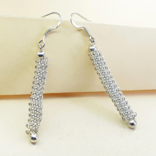 Vintage sterling silver earrings, 925 twisted dangles
